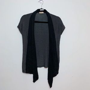 Urban Outfitters Pins and Needles Striped Open Front Short Sleeve Cardigan